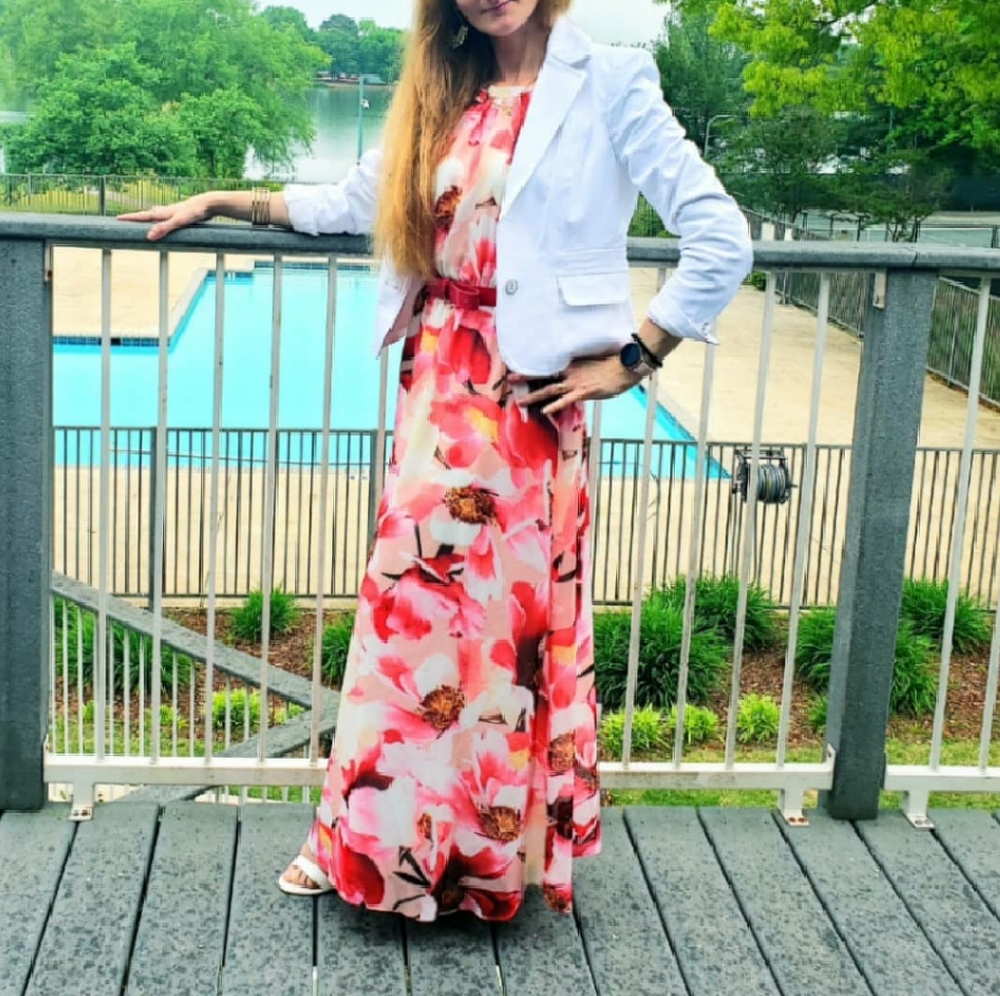 NINE WEST Long Sleeveless Floral Maxi Dress - Picture 2 of 3
